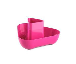 Zeal Corner Sink Tidy Organiser, Compact Cutlery Utensil Drainer Caddy Rack, Hot Pink