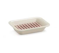 Zeal Draining Soap Dish, Melamine Soap Holder with Removable Silicone Rack, Self Draining Soap Tray for Bathroom, Kitchen & Utility Room (Cream)