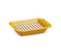 Zeal Draining Soap Dish, Melamine Soap Holder with Removable Silicone Rack, Self Draining Soap Tray for Bathroom, Kitchen & Utility Room (Mustard)