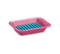 Zeal Draining Soap Dish, Melamine Soap Holder with Removable Silicone Rack, Self Draining Soap Tray for Bathroom, Kitchen & Utility Room (Neon Pink)
