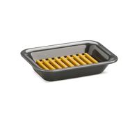 Zeal Draining Soap Dish, Melamine Soap Holder with Removable Silicone Rack, Self Draining Soap Tray for Bathroom, Kitchen & Utility Room (Dark Grey)
