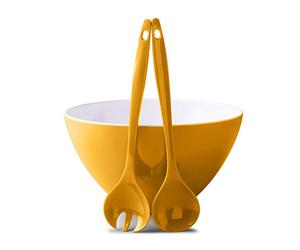 Zeal G217MSET Salad Bowl and Server Set-Mustard, Melamine