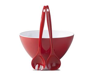 Zeal G217RSET Salad Bowl and Server Set, Red