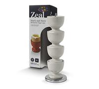 Zeal G267A Egg Cups, Stack and Store Set of 4 with Chrome Storage and Carry Stand with Gift Box, Cream