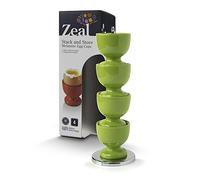 Zeal G267A Egg Cups, Stack and Store Set of 4 with Chrome Storage and Carry Stand with Gift Box, Lime