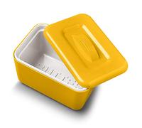 Zeal Insulated Butter Dish, Large 500g Capacity Double Walled Butter Tub/Container with Lid, Melamine - Mustard Yellow