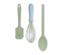 Zeal JSET28G Non-Stick Silicone Cooks Spoon, Whisk & Spatula 3-Piece Set-Sage Green