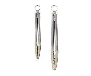 Zeal JSET2C Non-Stick Silicone Large & Small Cook’s Tongs Set-Cream