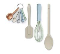 Zeal JSET41C Non-Stick Silicone Spatula, Whisk, Traditional Spoon & Measuring Spoons 4-Piece Baking Set-Cream