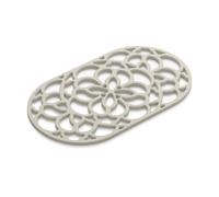 Zeal Large Silicone Trivet Mat Kitchen Worktop Protector for Hot Pots & Pans (32 x 18 cm) - Heat Resistant Non-Slip Oval Trivet (Cream)