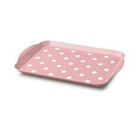 Zeal Melamine Food Serving Tray with Handles and Lipped Edges, Dotty Polka Dot Serving Lap Tray 30 x 21cm, Rose Pink