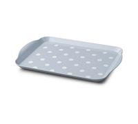 Zeal Melamine Food Serving Tray with Handles and Lipped Edges, Dotty Polka Dot Serving Lap Tray 30 x 21cm, Duck Egg Blue