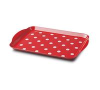 Zeal Melamine Food Serving Tray with Handles and Lipped Edges, Dotty Polka Dot Serving Lap Tray 30 x 21cm, Red