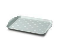 Zeal Melamine Food Serving Tray with Handles and Lipped Edges, Dotty Polka Dot Serving Lap Tray 30 x 21cm, Sage Green
