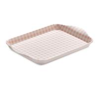 Zeal Mini Serving Tray, Small Melamine Tea & Coffee Tray, Gingham Pattern Snack & Drinks Tray with Raised Handles, BPA Free, 18 x 14cm (Rose Pink)