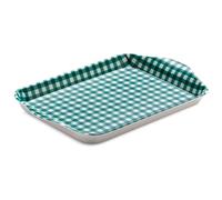 Zeal Mini Serving Tray, Small Melamine Tea & Coffee Tray, Gingham Pattern Snack & Drinks Tray with Raised Handles, BPA Free, 18 x 14cm (Forest Green)