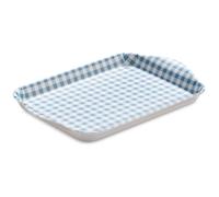Zeal Mini Serving Tray, Small Melamine Tea & Coffee Tray, Gingham Pattern Snack & Drinks Tray with Raised Handles, BPA Free, 18 x 14cm (Provence Blue)