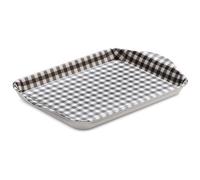 Zeal Mini Serving Tray, Small Melamine Tea & Coffee Tray, Gingham Pattern Snack & Drinks Tray with Raised Handles, BPA Free, 18 x 14cm (Dark Grey)