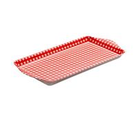 Zeal Sandwich Serving Tray, Melamine Snack & Tea Tray, Gingham Pattern Food Serving Platter with Raised Handles, BPA Free, 28 x 15cm, Red