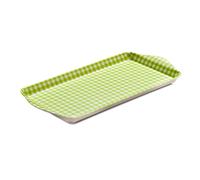 Zeal Sandwich Serving Tray, Melamine Snack & Tea Tray, Gingham Pattern Food Serving Platter with Raised Handles, BPA Free, 28 x 15cm, Lime