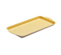 Zeal Sandwich Serving Tray, Melamine Snack & Tea Tray, Gingham Pattern Food Serving Platter with Raised Handles, BPA Free, 28 x 15cm, Mustard
