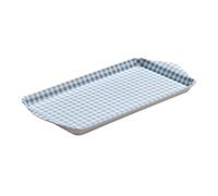 Zeal Sandwich Serving Tray, Melamine Snack & Tea Tray, Gingham Pattern Food Serving Platter with Raised Handles, BPA Free, 28 x 15cm, Provence Blue