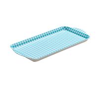 Zeal Sandwich Serving Tray, Melamine Snack & Tea Tray, Gingham Pattern Food Serving Platter with Raised Handles, BPA Free, 28 x 15cm, Aqua