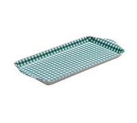 Zeal Sandwich Serving Tray, Melamine Snack & Tea Tray, Gingham Pattern Food Serving Platter with Raised Handles, BPA Free, 28 x 15cm, Forest Green