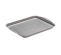 Zeal Serving Tray, Small Melamine Snack, Tea & Coffee Tray, Gingham Design with Raised Handles, BPA Free, 27 x 21cm, Dark Grey