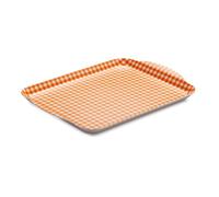 Zeal Serving Tray, Small Melamine Snack, Tea & Coffee Tray, Gingham Design with Raised Handles, BPA Free, 27 x 21cm, Neon Orange