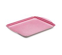 Zeal Serving Tray, Small Melamine Snack, Tea & Coffee Tray, Gingham Design with Raised Handles, BPA Free, 27 x 21cm, Neon Pink