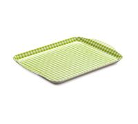 Zeal Serving Tray, Small Melamine Snack, Tea & Coffee Tray, Gingham Design with Raised Handles, BPA Free, 27 x 21cm, Lime