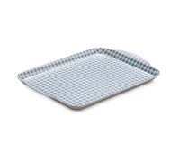 Zeal Serving Tray, Small Melamine Snack, Tea & Coffee Tray, Gingham Design with Raised Handles, BPA Free, 27 x 21cm, Provence Blue