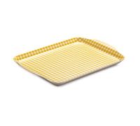 Zeal Serving Tray, Small Melamine Snack, Tea & Coffee Tray, Gingham Design with Raised Handles, BPA Free, 27 x 21cm, Mustard