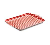 Zeal Serving Tray, Small Melamine Snack, Tea & Coffee Tray, Gingham Design with Raised Handles, BPA Free, 27 x 21cm, Red