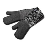 Zeal Silicone Double Oven Gloves, Heat, Steam and Water-Resistant Mitts with Quilted Fabric Inner, Non-Slip Grip. Perfect for Cooking and Baking. Machine Washable, Black