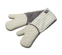 Zeal Silicone Heavy Duty Double Oven Gloves Mitts, Cream (94 cm Long) - Gingham