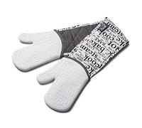 Zeal Silicone Heavy Duty Double Oven Gloves Mitts White (94 cm Long) - Script