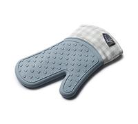 Zeal Silicone Heavy Duty Single Oven Mitt Glove Gingham, Duck Egg Blue (29 cm Long)