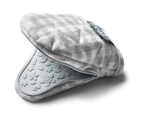 Zeal Silicone Mini Mitt Pot Holder Gingham, Cotton, Duck Egg Blue, 17.5 x 13.5 x 2.5 cm