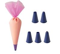 Zeal Silicone Piping Bag Set with 5 Nozzle Tips - Boxed, Pink/Purple