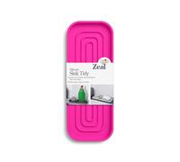 Zeal Silicone Sink Tray - Soap and Sponge Holder for Kitchen or Bathroom Sink, Non-Slip Silicone Organiser (Neon Pink)