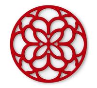 Zeal Silicone Trivet Mat for Hot Pots and Pans - Heat-Resistant, Non-Slip Kitchen Worktop Protector, Round Heritage Design, 18cm (Red)