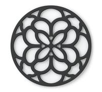 Zeal Silicone Trivet Mat for Hot Pots and Pans - Heat-Resistant, Non-Slip Kitchen Worktop Protector, Round Heritage Design, 18cm (Black)