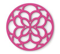 Zeal Silicone Trivet Mat for Hot Pots and Pans - Heat-Resistant, Non-Slip Kitchen Worktop Protector, Round Heritage Design, 18cm (Neon Pink)