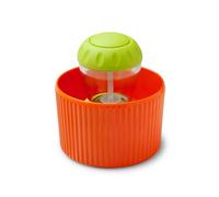 Zeal Soap Dispensing Dish Brush - Palm Washing Up Kitchen Brush with Melamine Pot Holder & Sink Organiser (Neon Orange)