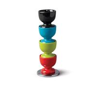 Zeal Stack and Store Egg Cups/Holders, Set of 4 with Chrome Storage and Carry Stand, Melamine, Bright Mix