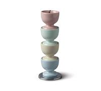 Zeal Stack and Store Egg Cups/Holders, Set of 4 with Chrome Storage and Carry Stand, Melamine, Classic Mix