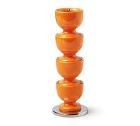 Zeal Stack and Store Egg Cups/Holders, Set of 4 with Chrome Storage and Carry Stand, Melamine, Neon Orange