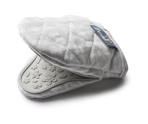 Zeal V124S Silicone & Cotton Mini Mitt Pot Holder Gingham, Cotton, French Grey, 17.5 x 13.5 x 2.5 cm
